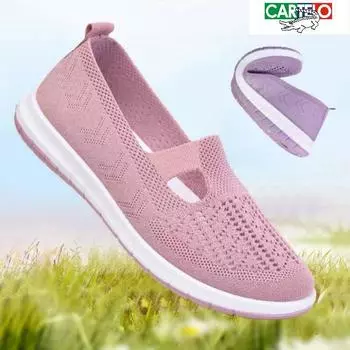 Женская обувь, весенне-летняя повседневная обувь, дышащая мягкая подошва, нескользящая сетчатая обувь, верхняя одежда с круглым носком для прогулок 36 розовый