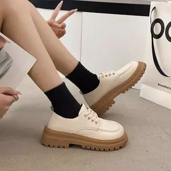 Женская обувь, весенне-осенняя женская обувь, повседневные кроссовки, туфли-оксфорды, женские лоферы на платформе со шнуровкой, женская универсальная обувь 35