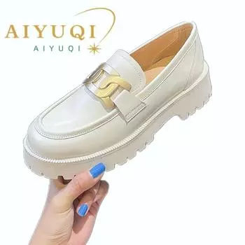 Женская обувь, весенние белые женские кроссовки на толстой подошве, повседневная трендовая обувь из натуральной кожи для девочек, студенческая обувь 33