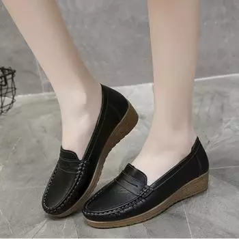 Женская обувь, весенние и летние соевые туфли с мягкой подошвой, с плоской подошвой и дышащей нескользящей одинарной обувью 35 белый