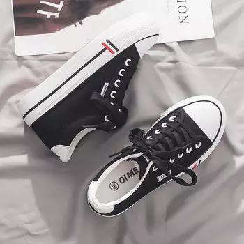 Женская обувь, весенняя парусиновая обувь, женская корейская версия, туфли на доске, увеличивающие рост, универсальные маленькие белые туфли для женщин 35 белый