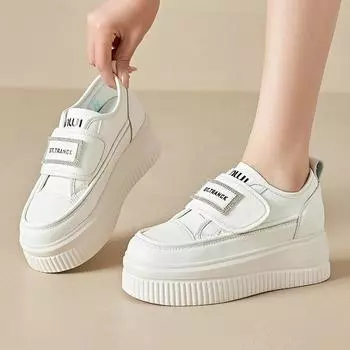 Женская обувь весна и лето на толстой подошве, увеличивающая рост, белые туфли, детская спортивная обувь для отдыха, на плоской подошве, с небольшим горлом, одинарные туфли для женщин 34 белый