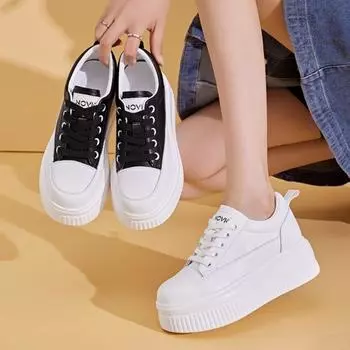 Женская обувь весна и лето универсальные повседневные белые туфли на толстой подошве женские туфли на плоской подошве увеличивающие рост весенние женские 34 белый