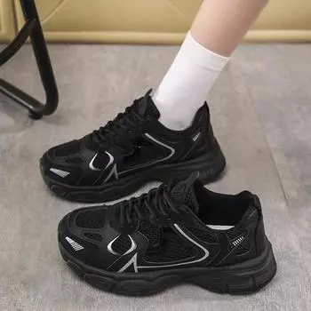 Женская обувь весна и осень 2024 года, обувь для папы, универсальная обувь для бега на платформе, сетка, трендовая повседневная обувь для студентов, белые туфли 36