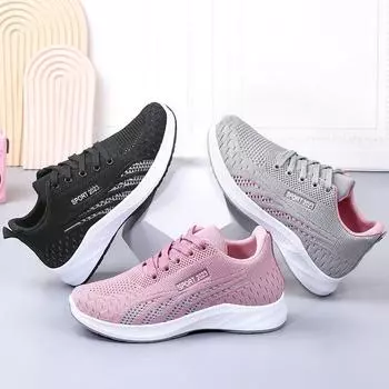 Женская обувь весна-лето Flying Mesh Shoes Женские легкие спортивные кроссовки с мягкой подошвой 35 розовый