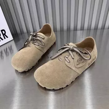 Женская обувь весна осень с круглым носком кожаные туфли мокасины балетки женские кроссовки на шнуровке повседневные женские туфли для вождения большой размер 42 35
