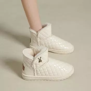 Женская обувь, водонепроницаемые женские зимние сапоги до щиколотки, меховые ботинки, черные, стильные и недорогие, тренд 2024 года, с подкладкой, высокое качество, популярный 36