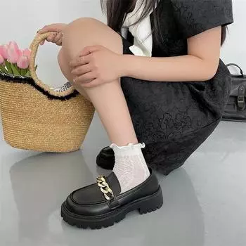 Женская обувь Женская обувь с закрытым носком Черные балетки Оксфорды All-Match Round Толстая подошва нескользящая Повседневная обувь для женщин 35