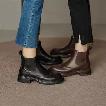 Женская обувь, женские ботинки, туфли на массивном каблуке с круглым носком, зимние современные ботинки, ботильоны на платформе, ботильоны на каблуке в стиле ретро 37