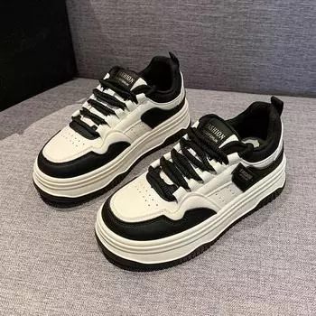 Женская обувь, женские массивные кроссовки, кожаные туфли на плоской платформе со шнуровкой и толстой подошвой, женские туфли 39 чёрный