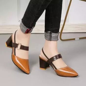 Женская обувь Женские сандалии 2024 Лето Новые острые массивные сандалии Большие размеры Женская мода Высокие каблуки Женская обувь Сандалии 35 бежевый