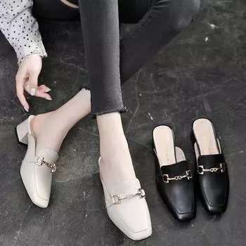 Женская обувь Женские туфли на высоком каблуке Модные туфли-лодочки Квадратный каблук Однотонные женские туфли на высоком каблуке 40 чёрный