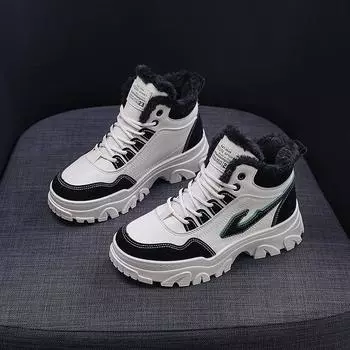 Женская обувь Зима Плюс Бархат Теплая обувь Высокий верх Платформа Спортивная обувь Открытый отдых Бег трусцой Обувь Для путешествий Обувь для путешествий 35
