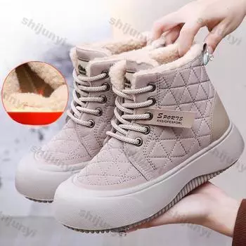 Женская обувь, зимние ботинки для женщин, зима 2025, новые плюшевые, удобные, теплые, нескользящие, морозостойкие, ботильоны Botas Mujer 35