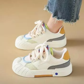 Женская обувь, зимняя обувь на толстой подошве, спортивная обувь для пап, взрывная обувь в уличном стиле с большим носком, белые туфли с плюшевой хлопковой отделкой 35