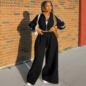 Женская одежда 2025 осень новая мода уличный кардиган с длинными рукавами топ облегающий повседневный спортивный костюм S синий