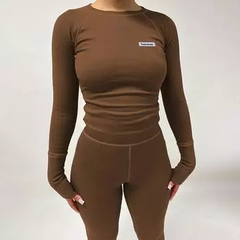 Женская одежда 2025 осень новый облегающий топ с длинными рукавами спортивный комплект штанов для йоги S чёрный