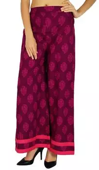 Женская одежда Amoghah из хлопка Palazzo в цветочек с эластичной резинкой на талии и широкими штанинами на заказ Large сливовый