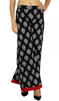 Женская одежда Amoghah из хлопка Palazzo в цветочек с эластичной резинкой на талии и широкими штанинами на заказ Large чёрный