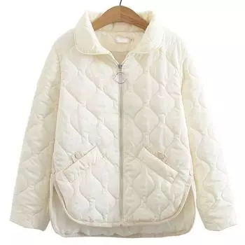 Женская одежда больших размеров, осенне-зимнее пальто с лацканами, однотонная куртка с длинными рукавами, волнистое стеганое короткое пальто большого размера 4XL чёрный