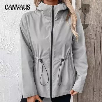 Женская одежда больших размеров с капюшоном для активного отдыха на открытом воздухе, походная одежда, ветровка, куртка, водонепроницаемая куртка, топы S светло-серый