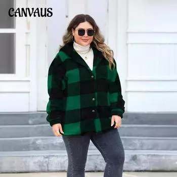 Женская одежда больших размеров, утолщенное плюшевое шерстяное пальто с пуговицами, куртка с лацканами 1XL чёрный