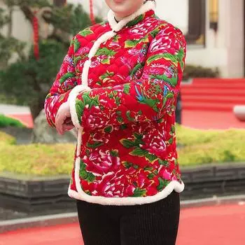Женская одежда больших размеров весна осень и зима короткая в стиле Тан утолщенная этническая облегающая и утягивающая верхняя одежда теплая и теплая верхняя одежда 5XL