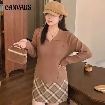 Женская одежда больших размеров, все повседневное с вязаным свитером XL чёрный