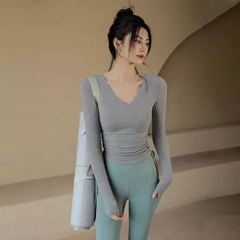 Женская одежда для йоги на весну и лето: Облегающие спортивные топы, роскошные футболки с длинным рукавом для бега, одежда для занятий пилатесом и фитнесом. Small