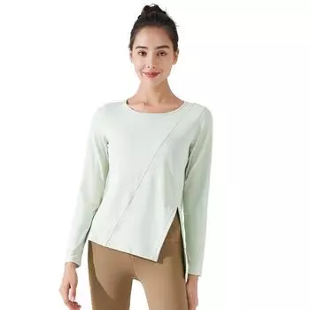 Женская одежда для йоги с длинным рукавом на весну и осень, свободные топы S жёлтый