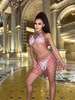 Женская одежда для ночного клуба, ночной клуб, цветной жилет с отделкой из драгоценных камней и вырезом под горло One size розы красного