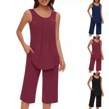 Женская одежда для отдыха без рукавов, комплект для йоги, женская одежда, спортивный комплект, удобный спортивный костюм для бега, комплект для женщин
