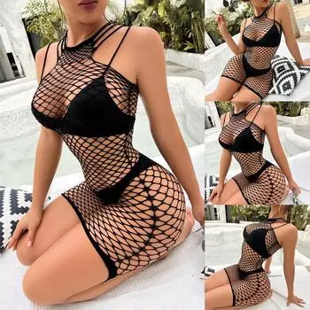 Женская одежда для сна, нейлоновая сексуальная однотонная эластичная одежда