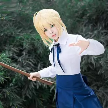 Женская одежда Fate Stay Night Saber Пеньюар Косплей Костюм JK Студенческая одежда Студенческая форма S белый