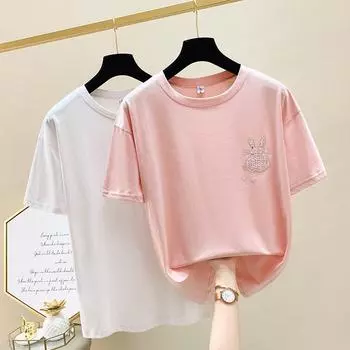 Женская одежда Футболка с круглым вырезом и короткими рукавами для женщин L белый