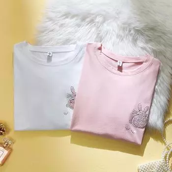 Женская одежда Футболка с круглым вырезом и короткими рукавами для женщин L белый