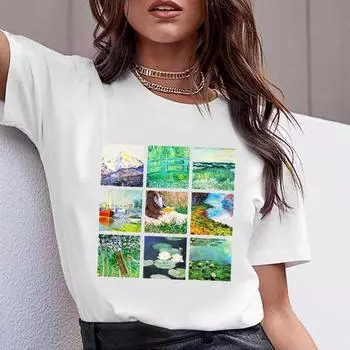 Женская одежда Футболка с принтом Летняя птица Милая клетчатая летняя модная женская футболка Женская футболка L белый