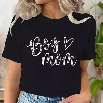Женская одежда, футболки с принтом «Мама для мальчика», летняя повседневная дышащая блузка с короткими рукавами, футболка «Мама», рубашки в стиле Харадзюку для мамы S чёрный