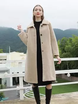 Женская одежда, Искусственный мех, Пальто, Мех, Плюш, Куртка, Норка, Свободное время, Осень, Зима XL глубоко шампанского