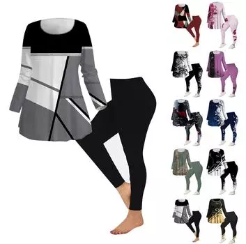 Женская одежда из 2 предметов, комплекты одежды из двух предметов, топ с длинными рукавами, длинные брюки, облегающий домашний костюм, комплект для йоги XXXL