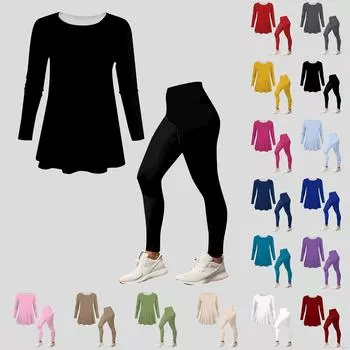 Женская одежда из 2 предметов, комплекты одежды из двух предметов, топ с длинными рукавами, длинные брюки, облегающий домашний костюм, комплект для йоги L
