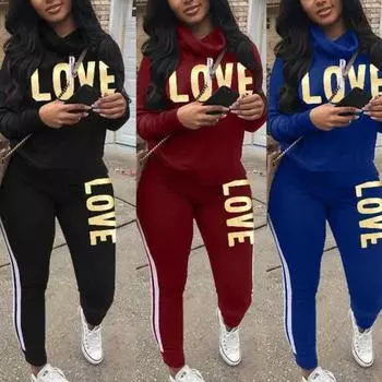 Женская одежда из двух частей, свитер с длинным рукавом, брюки, повседневная спортивная одежда, костюмы S синий