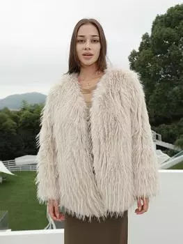 Женская одежда из искусственного меха лисы, теплая куртка из искусственного меха высокого качества ONE SIZE цветочные белый