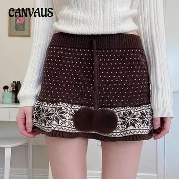 Женская одежда Melade, винтажный этнический дизайн, завязка на завязках, юбка-свитер с завязками на бедрах, юбка-свитер в стиле «дискомфорт» S темно-коричневого