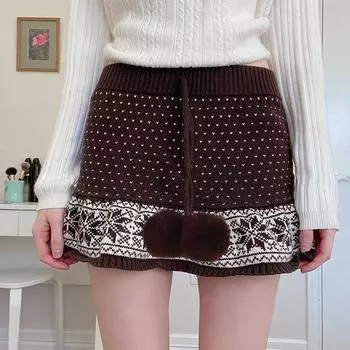 Женская одежда Melade, винтажный этнический дизайн, завязка на завязках, юбка-свитер с завязками на бедрах, юбка-свитер в стиле «дискомфорт» S темно-коричневого