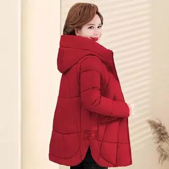 Женская одежда на хлопковой подкладке, утепленные пальто средней длины, зимняя куртка больших размеров, зимняя одежда для мам, стеганые куртки, теплая парка M чёрный