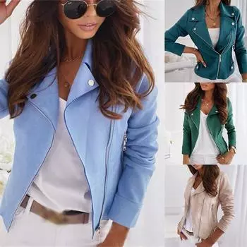 Женская одежда на молнии с узкими лацканами, модное новое короткое пальто из оленьей кожи, бархат S белый