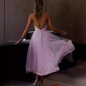 Женская одежда, новое платье на подтяжках, однотонное платье, длинное платье 0XL светло-фиолетовый