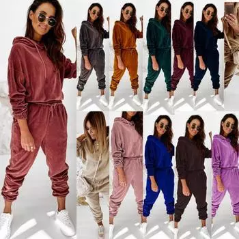 Женская одежда, однотонная золотая бархатная шляпа, костюм для отдыха с длинными рукавами L чёрный