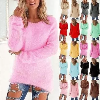 Женская одежда, осенне-зимние свитера, повседневные свитера с длинными рукавами, женские рубашки с круглым вырезом, хлопковые пуловеры, свободные свитера 4XL абрикосовый